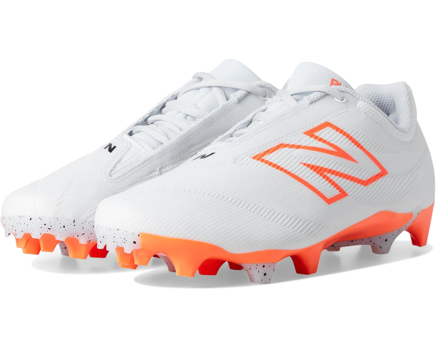Men's New Balance BurnX4 Lacrosse Cleats White/Hot Mango/Ice Blue