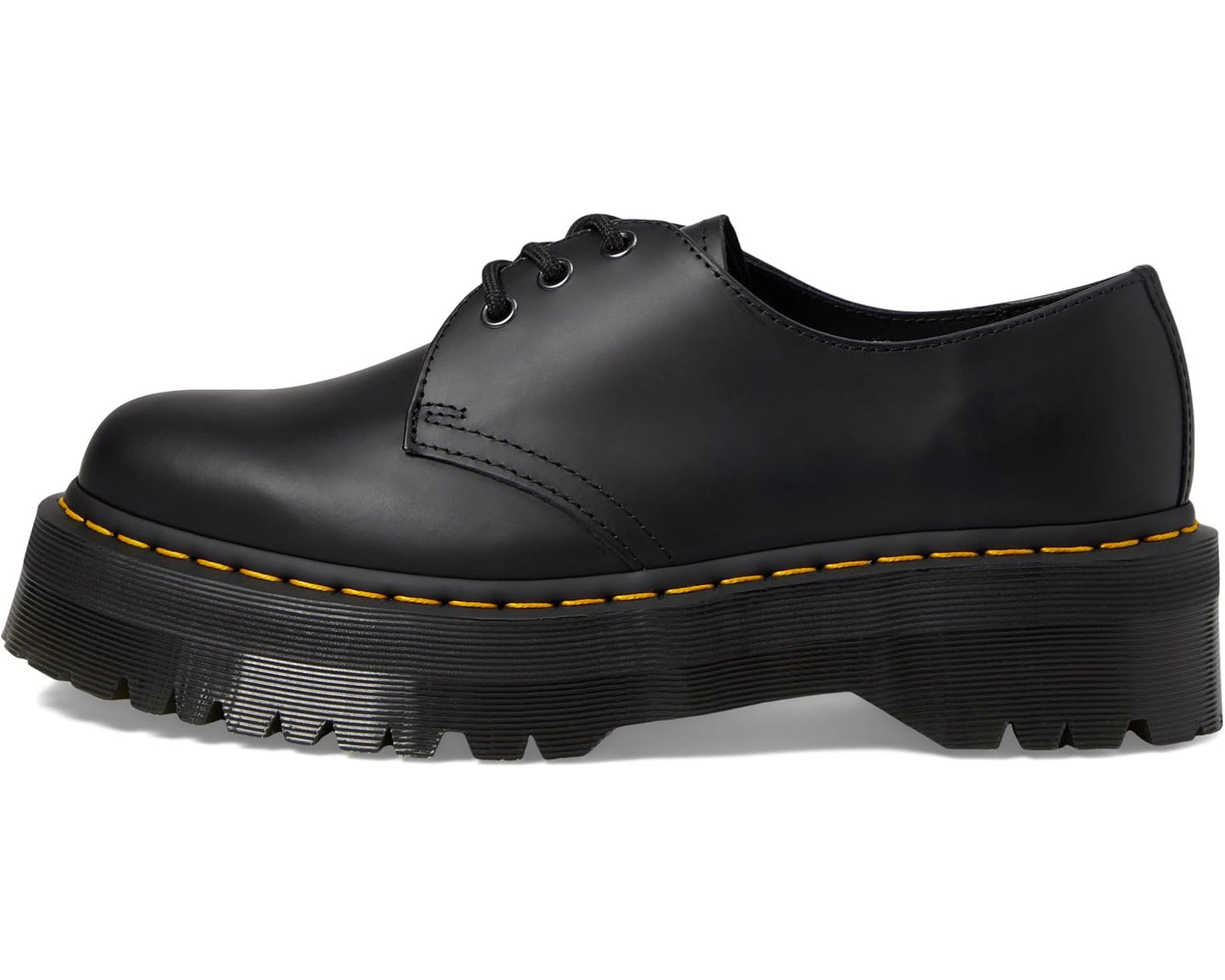 Unisex Dr. Martens 1461 Quad Smooth Leather Platform Shoes Black Polished Smooth