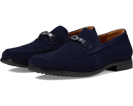 Men's Stacy Adams Ravelle Moc Toe Bit Slip-On Navy Suede