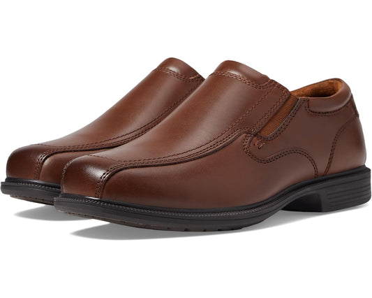 Men's Nunn Bush Bleeker Street Bicycle Toe Slip-On with KORE Slip Resistant Walking Comfort Technology Cognac