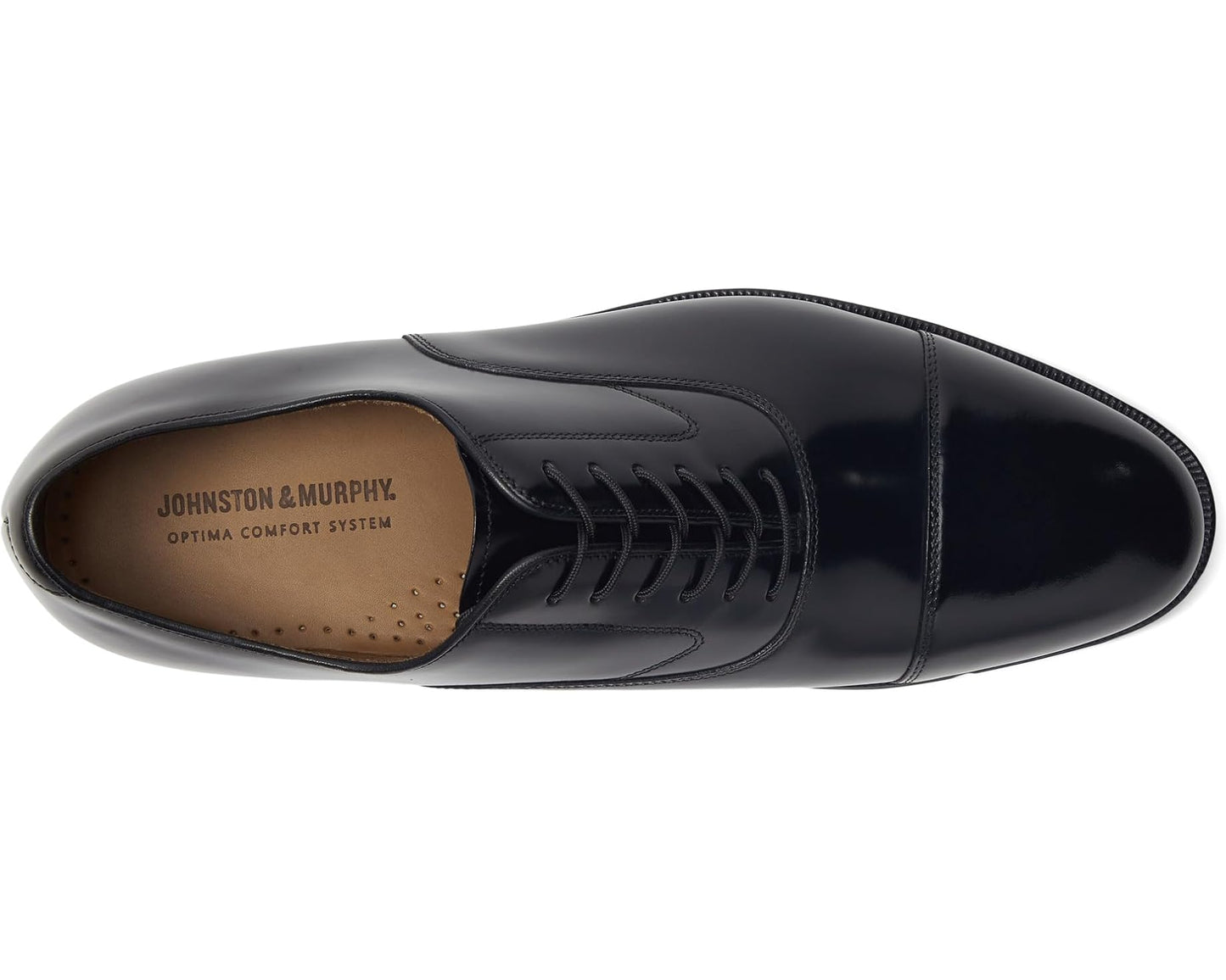Men's Johnston & Murphy Melton Classic Dress Cap Toe Oxford Black Brushed Veal