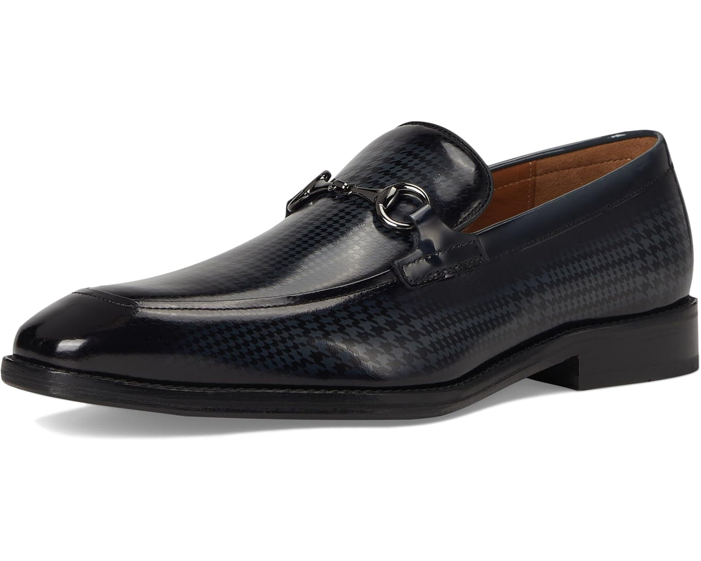 Men's Johnston & Murphy Sullivan Bit Black Brush-off Houndstooth Calfskin