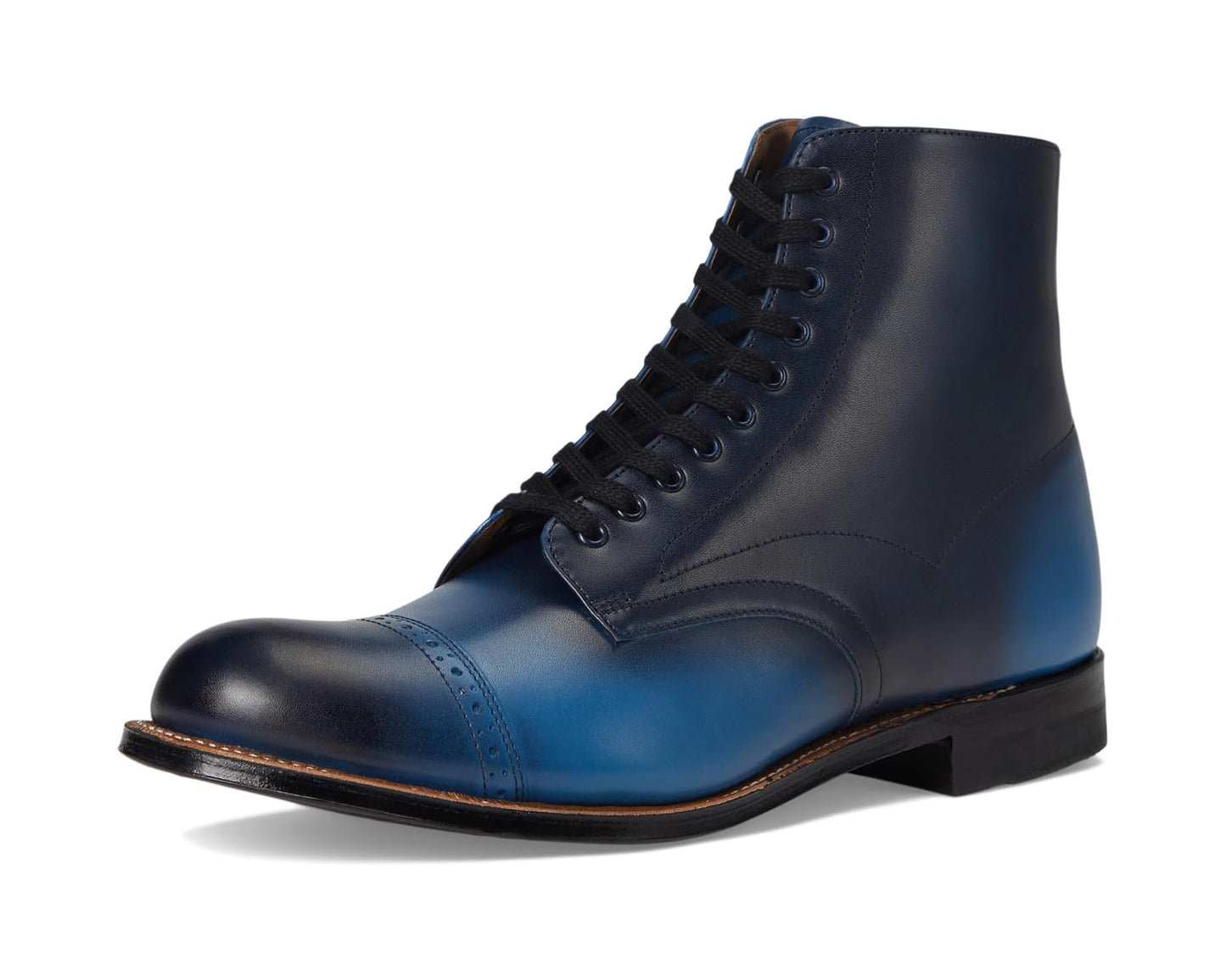 Men's Stacy Adams Madison Cap Toe Lace-Up Boots Blue
