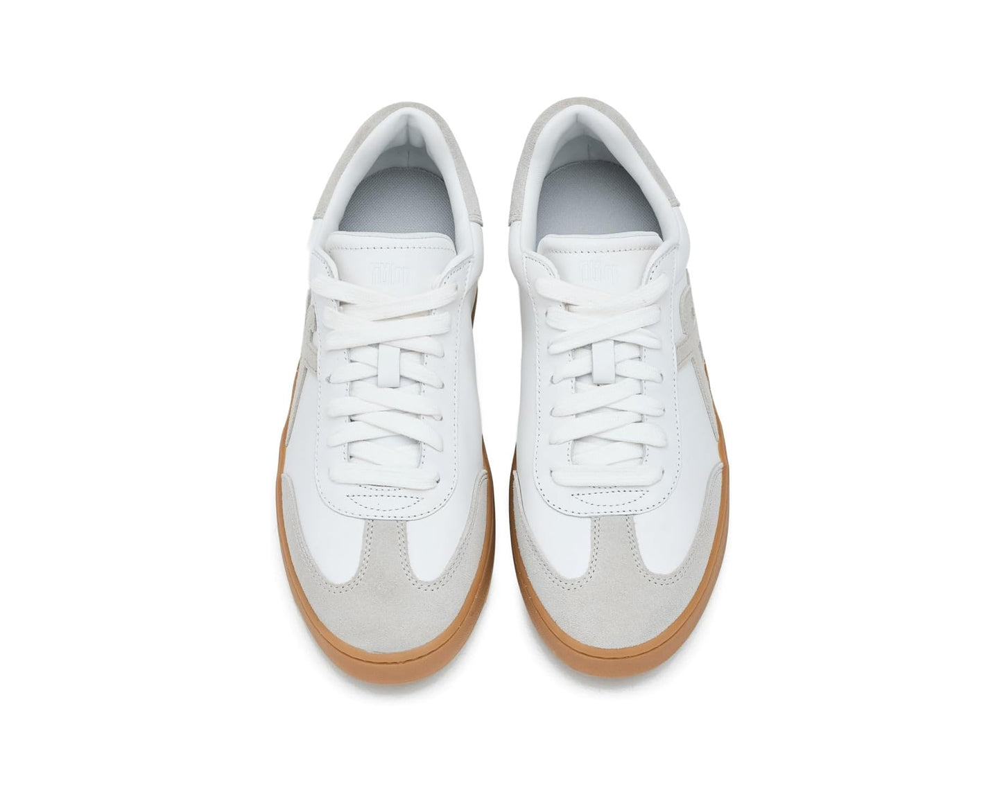 Men's FitFlop The Dash Ff T-Toe Leather Suede Trainers Urban White Mix