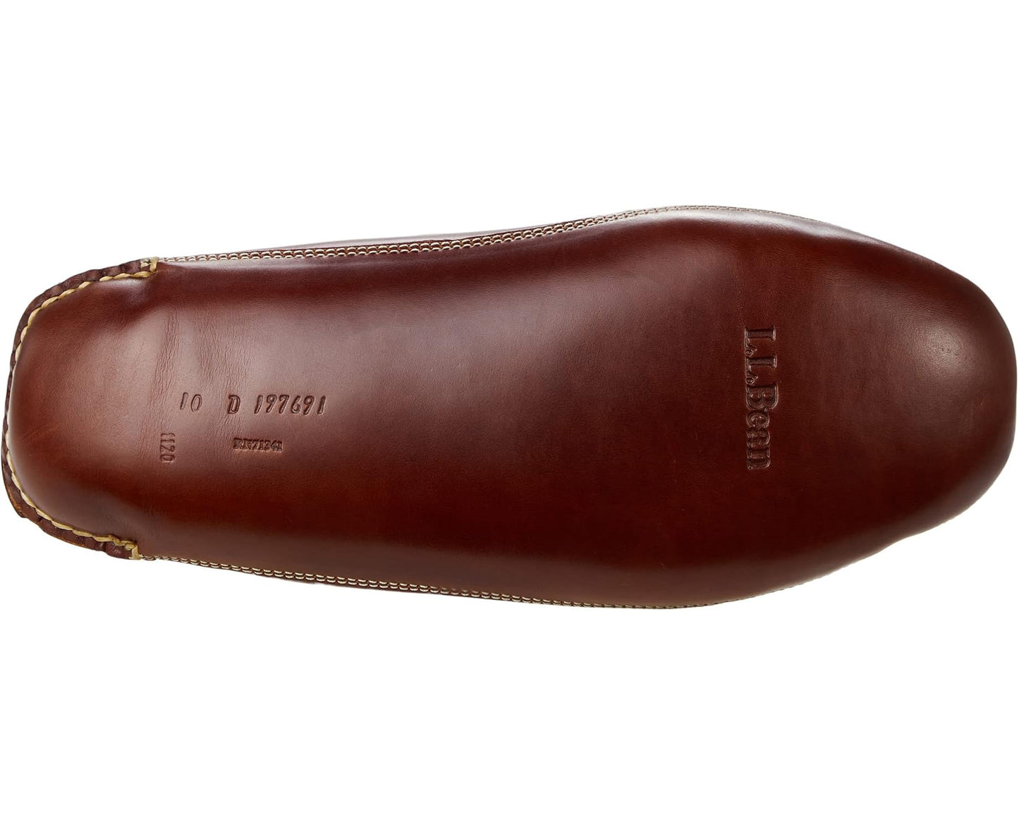 Men's L.L.Bean Leather Double-Sole Slippers Shearling Lined Brown