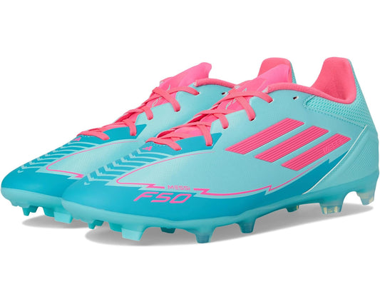 Unisex adidas F50 League Messi Firm Ground/Multi Ground Soccer Cleats Flash Aqua/Lucid Pink/Lucid Cyan