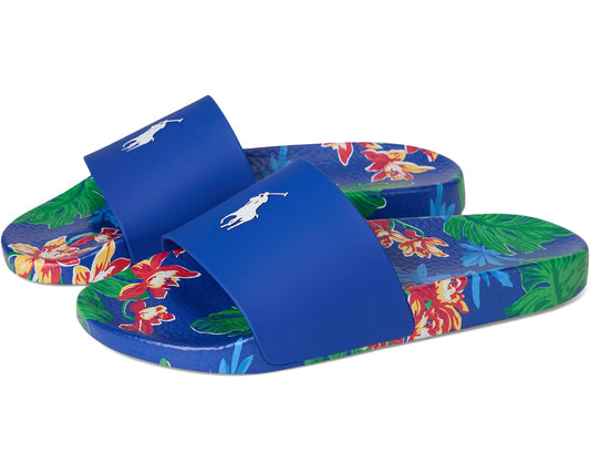 Men's Polo Ralph Lauren Floral-Print Slides Tropical Royal
