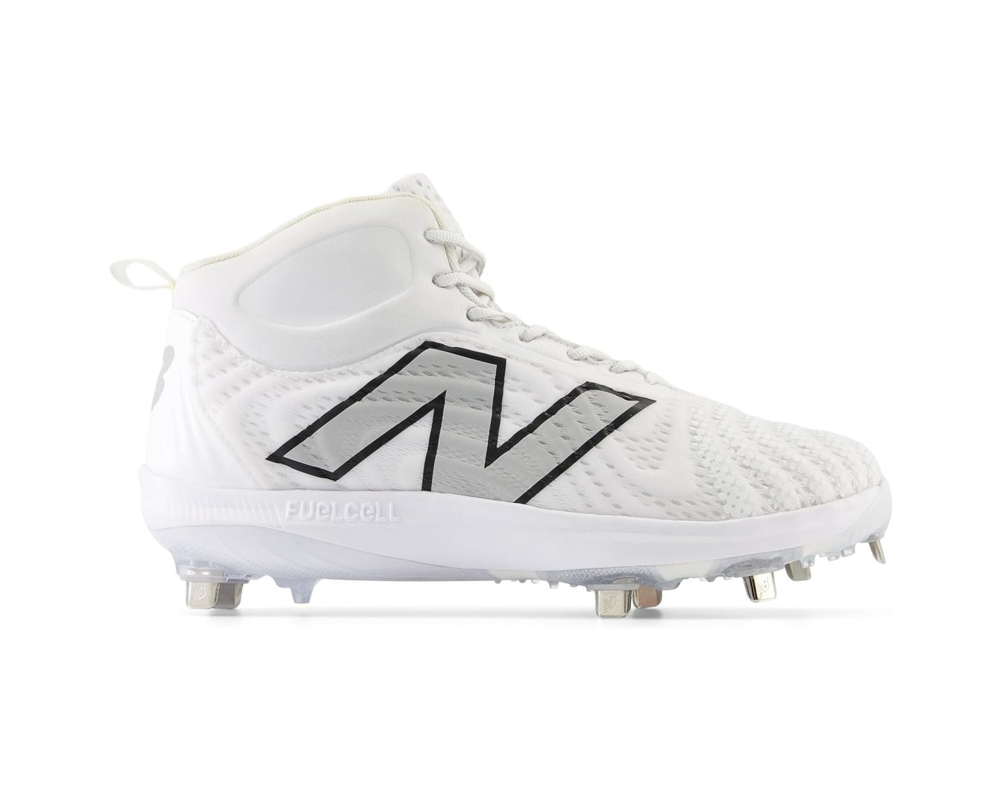 Men's New Balance FuelCell 4040 v7 Mid-Metal Baseball Cleats Optic White/Raincloud