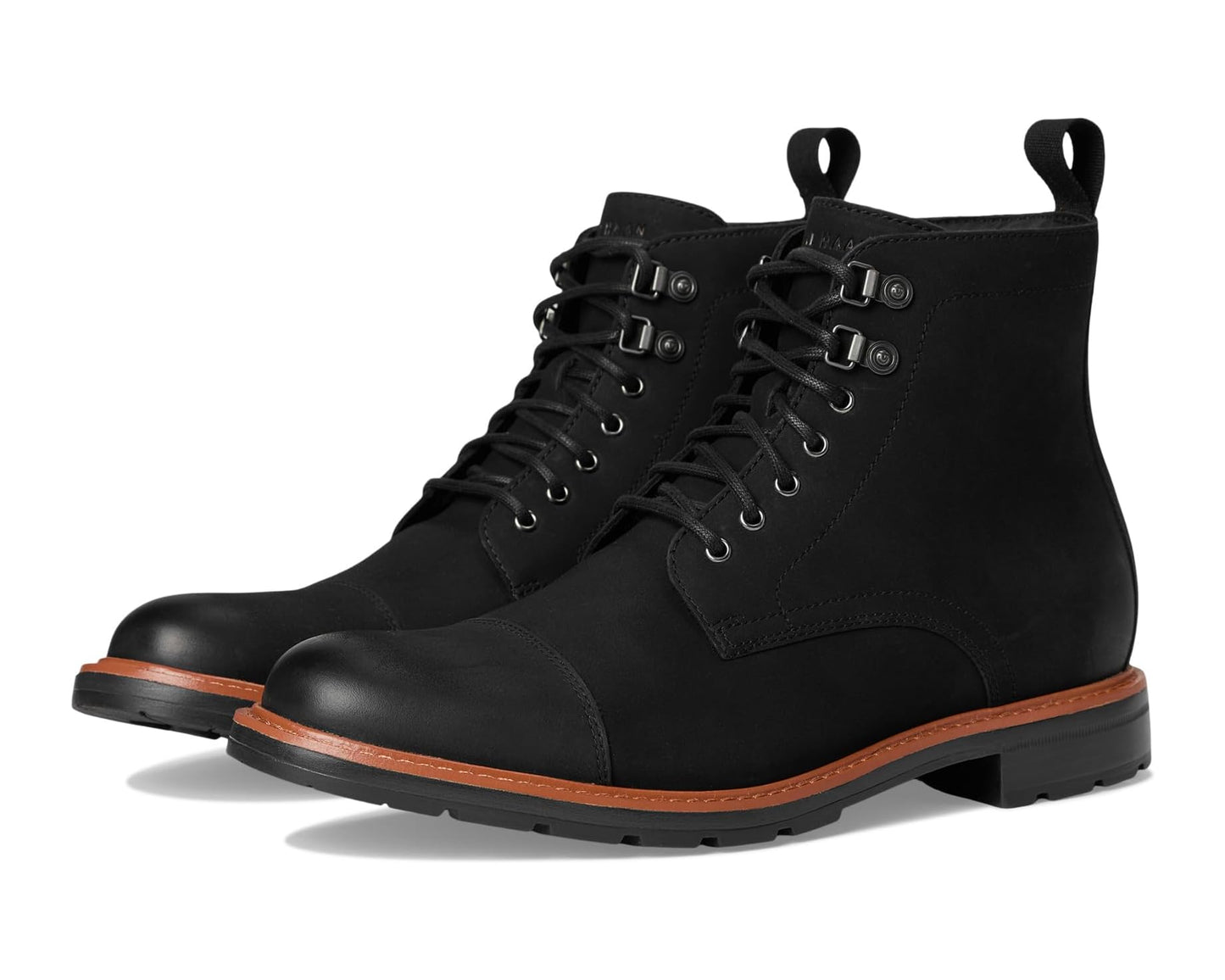Men's Cole Haan Chamberlin Grand Cap Toe Boots Black Nubuck/Black Water Resistant