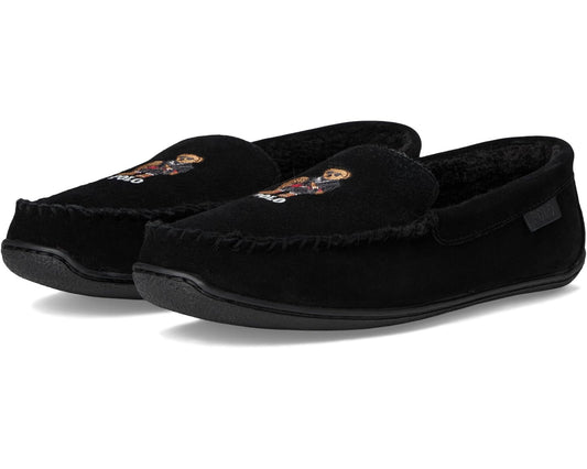 Men's Polo Ralph Lauren Brenan Bear Moc Slipper Suede/Holidybear Black