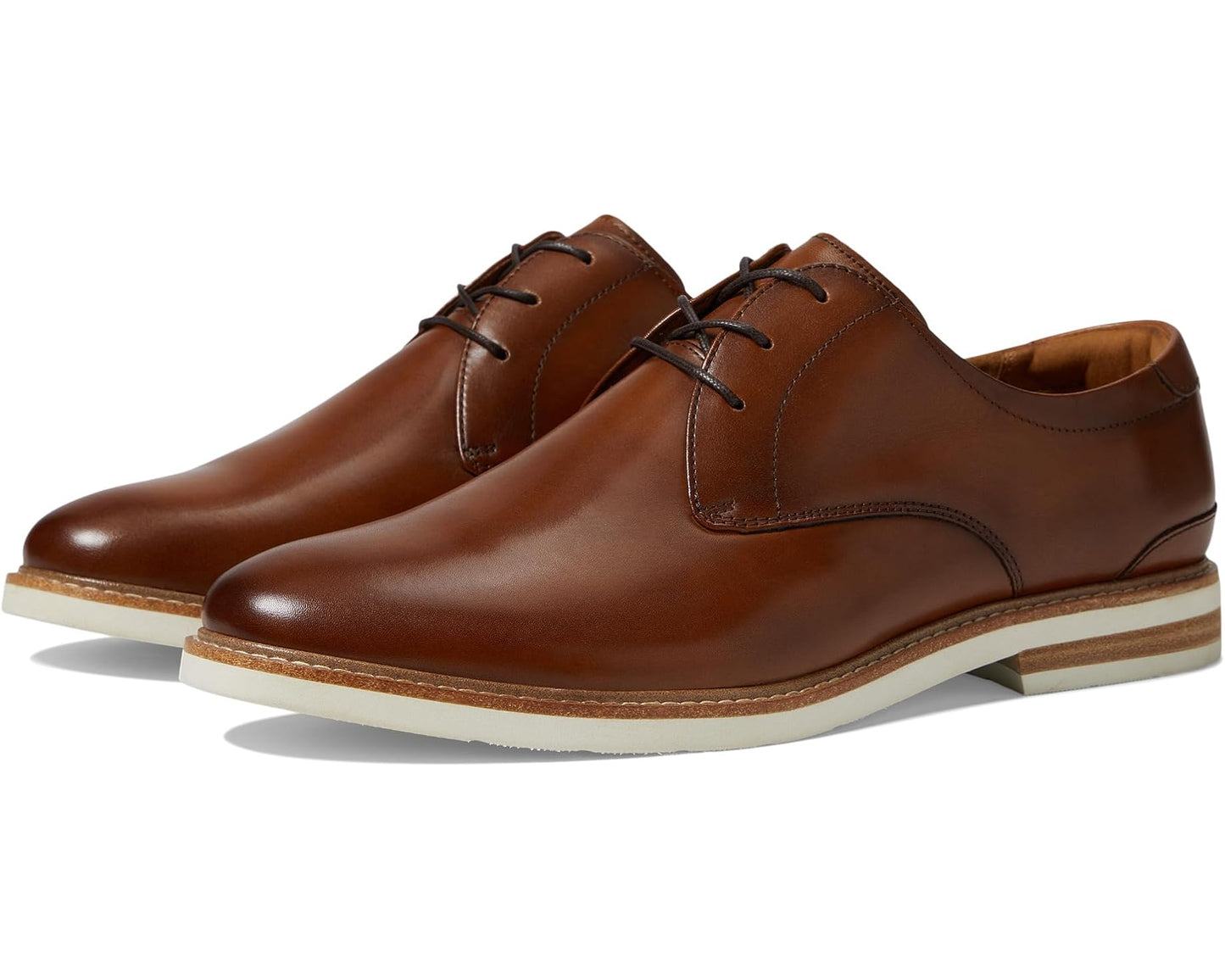 Men's Florsheim Highland Plain Toe Oxford Cognac Smooth/White Sole