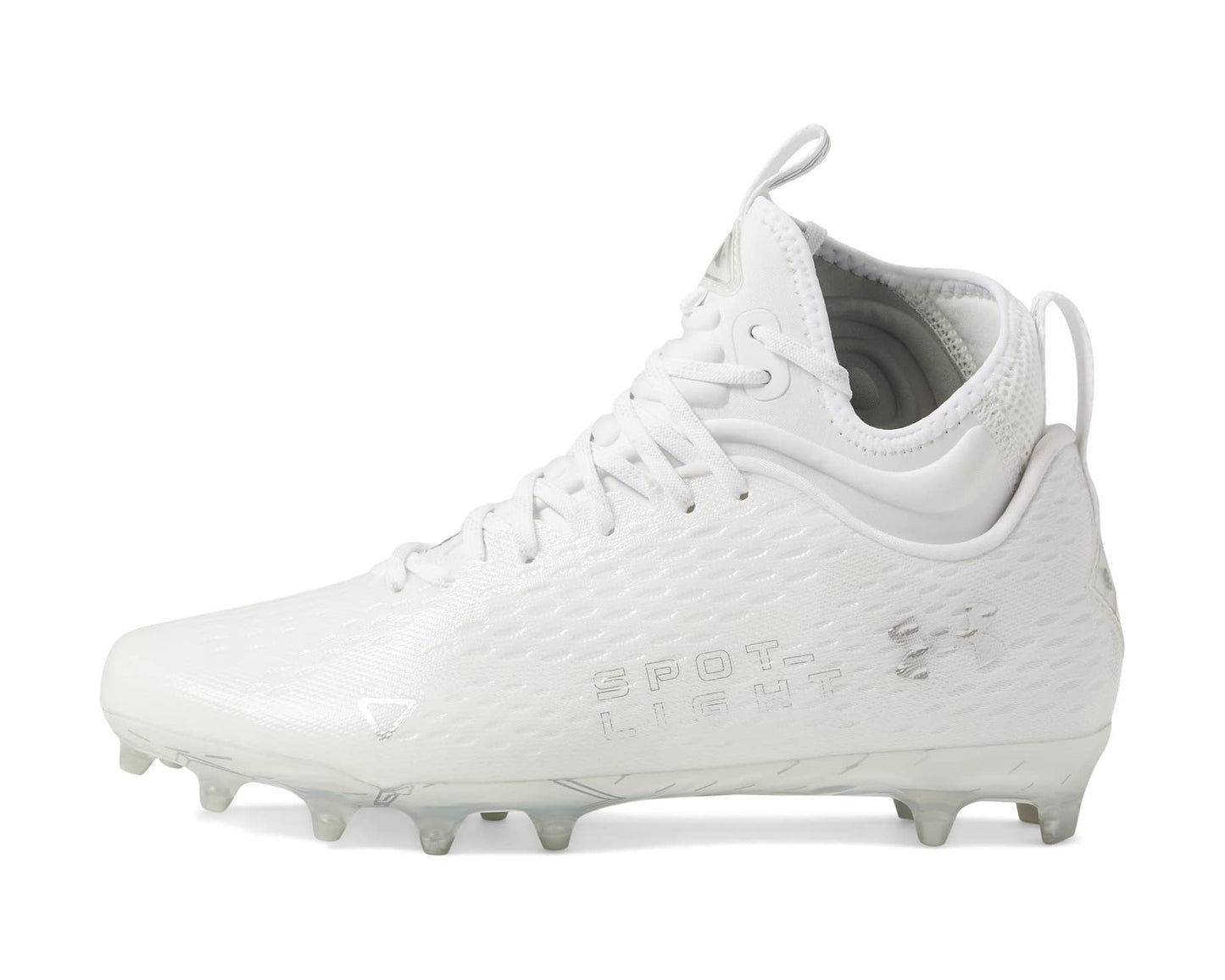 Men's Under Armour Spotlight Lux MC 2.0 Football Cleats White/White/Metallic Silver