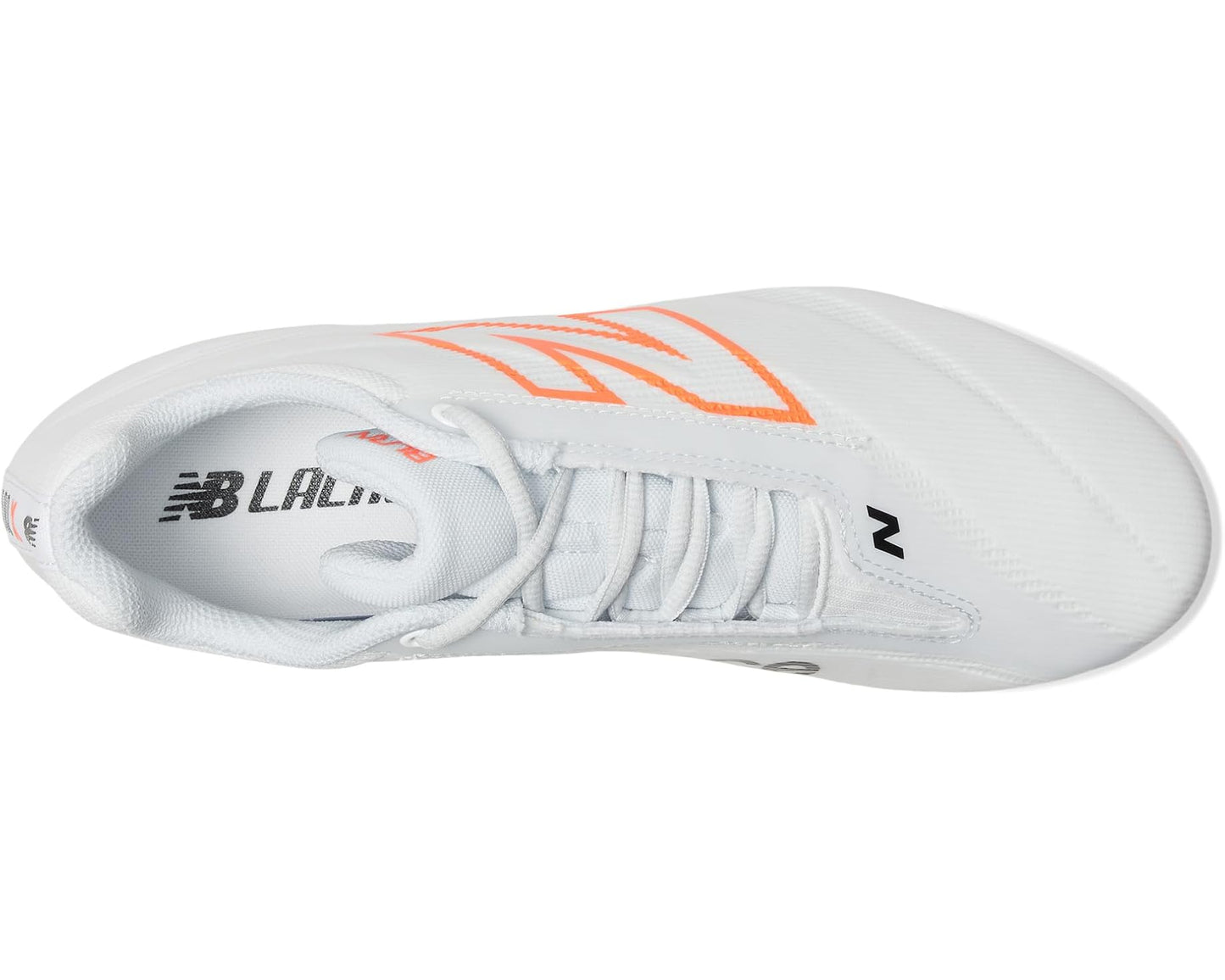 Men's New Balance BurnX4 Lacrosse Cleats White/Hot Mango/Ice Blue
