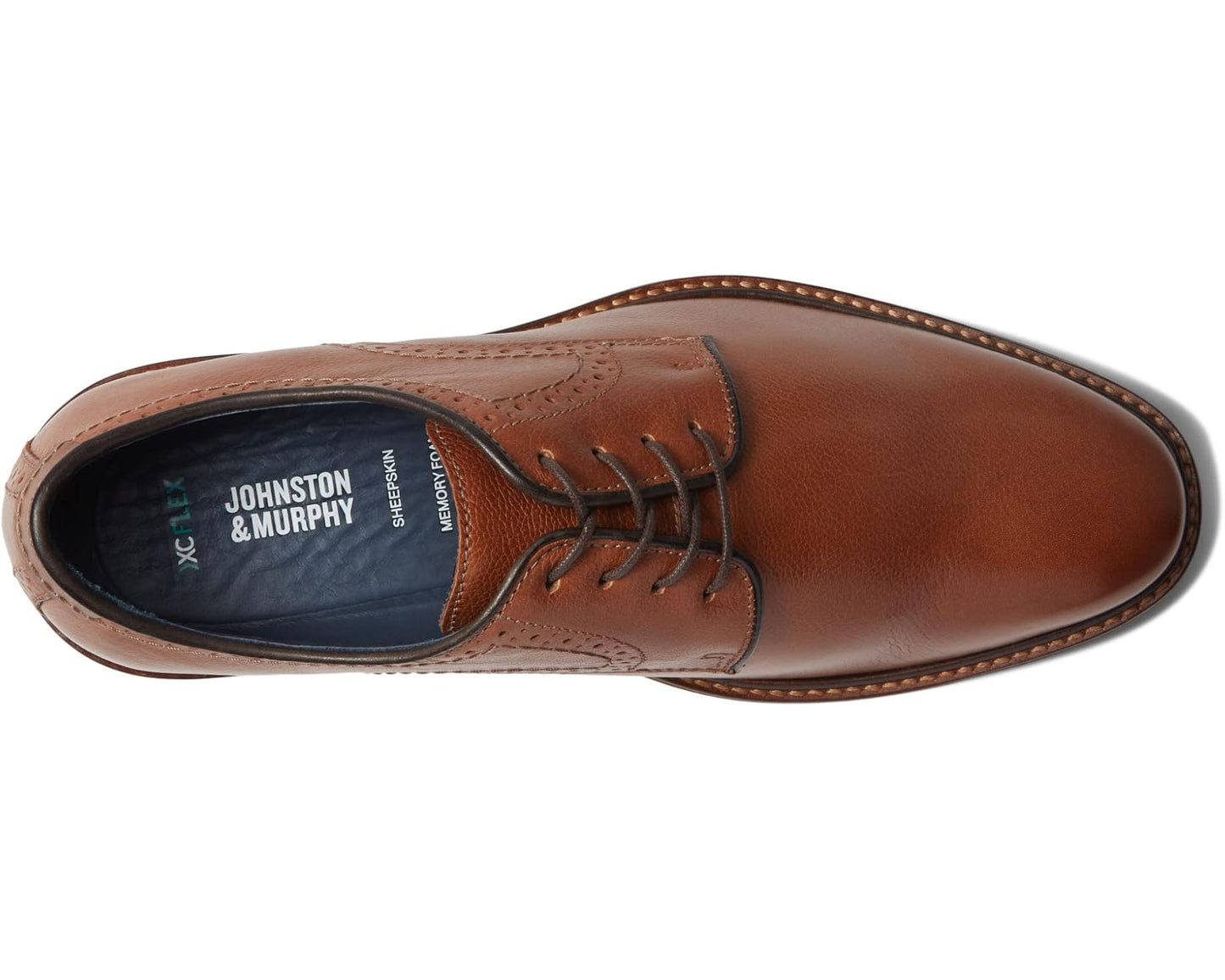 Men's Johnston & Murphy XC Flex Raleigh Plain Toe Tan Full Grain