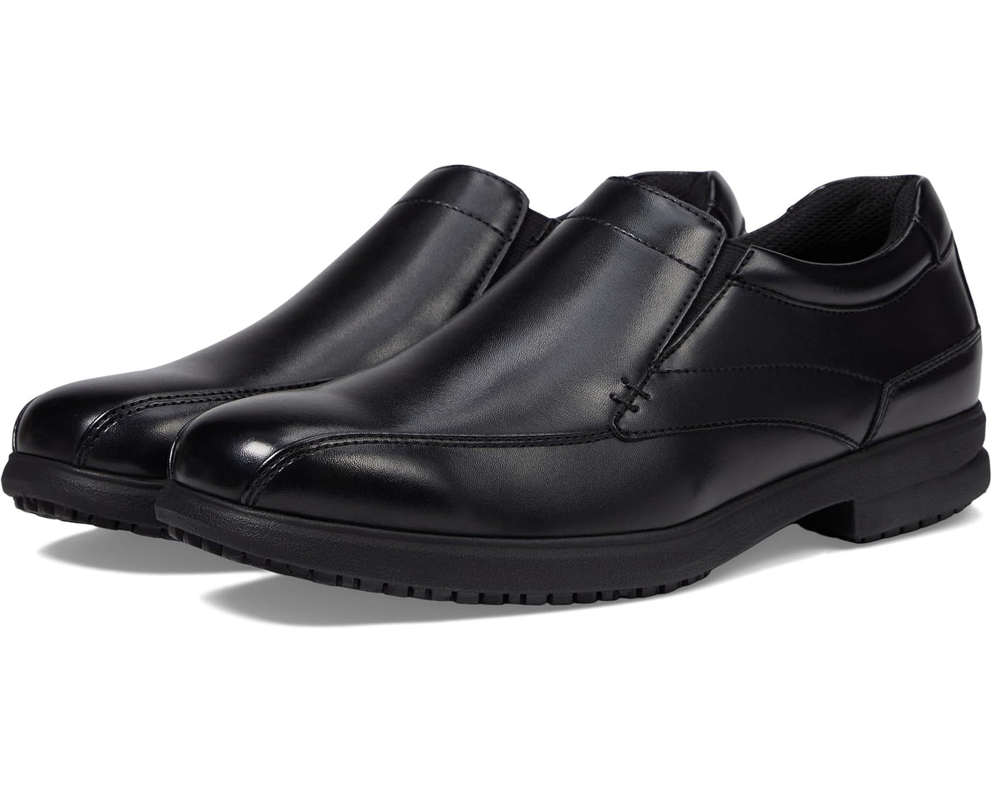 Men's Nunn Bush Sanford Slip Resistant Bicycle Toe Work Slip-On Black