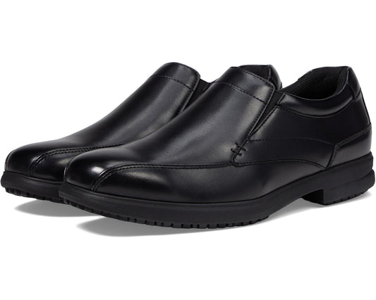 Men's Nunn Bush Sanford Slip Resistant Bicycle Toe Work Slip-On Black