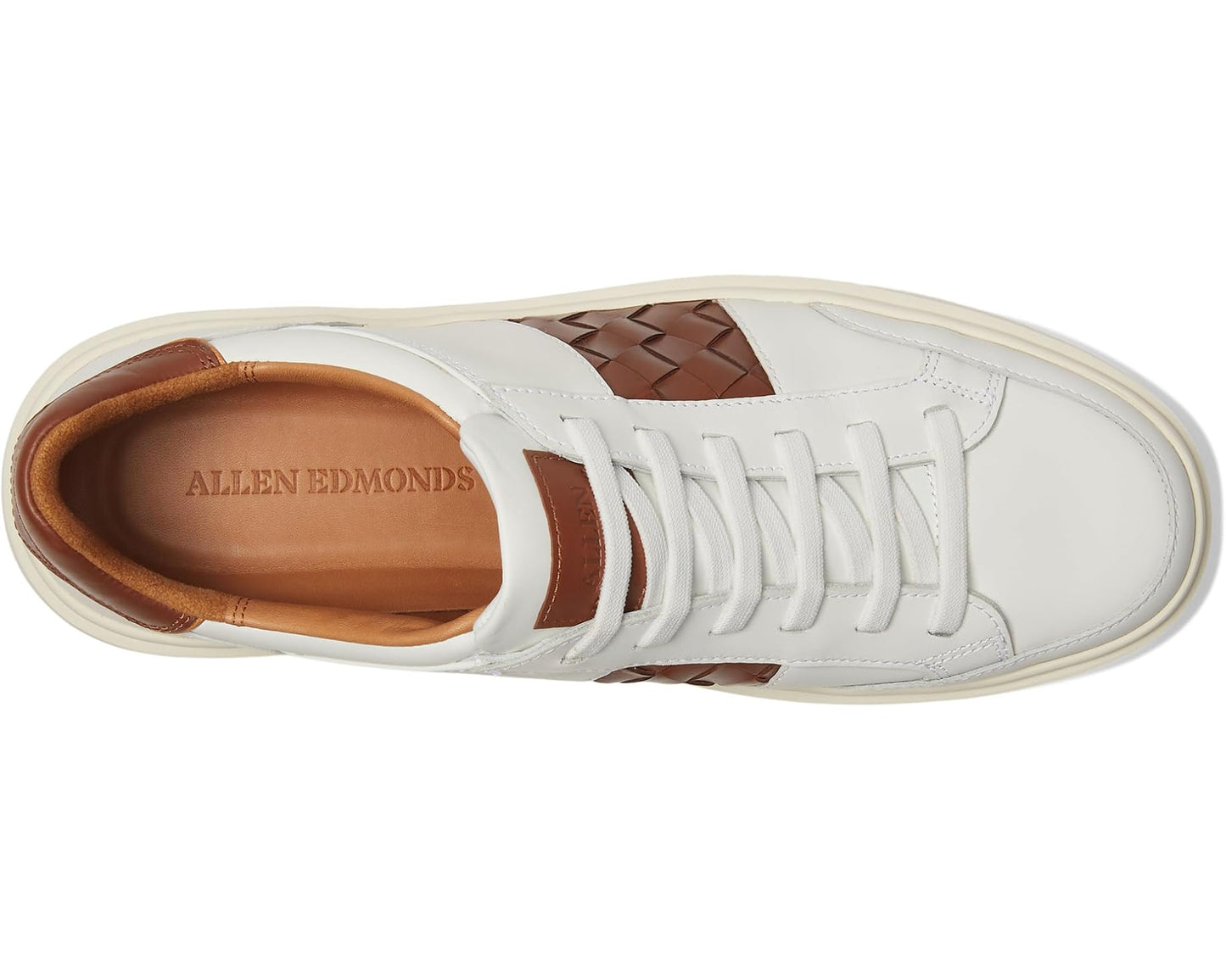 Men's Allen Edmonds Oliver Woven Slip-on Shoes White/Woven Luggage Leather