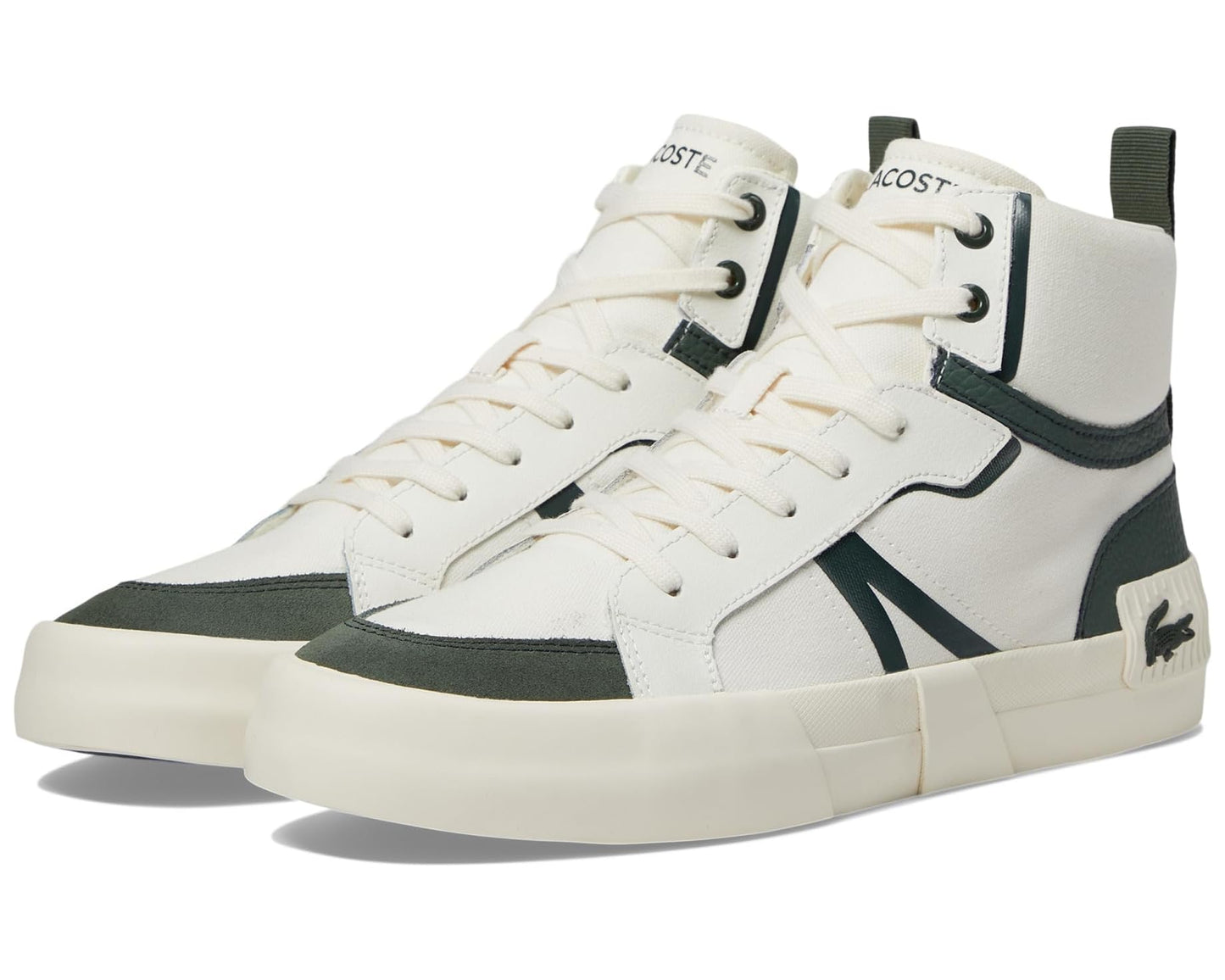 Men's Lacoste L004 Mid Sneakers Off-White/Dark Green