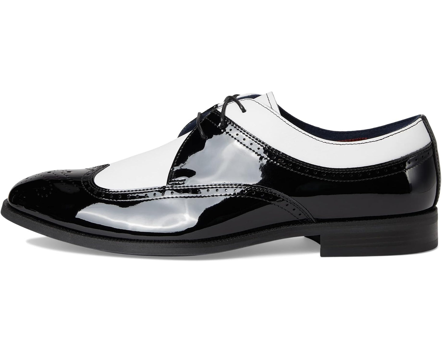 Men's Stacy Adams Dayton II Wing Tip Lace-Up Black and White