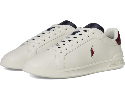 Men's Polo Ralph Lauren Heritage Court II Leather Sneakers White/Navy/Wine