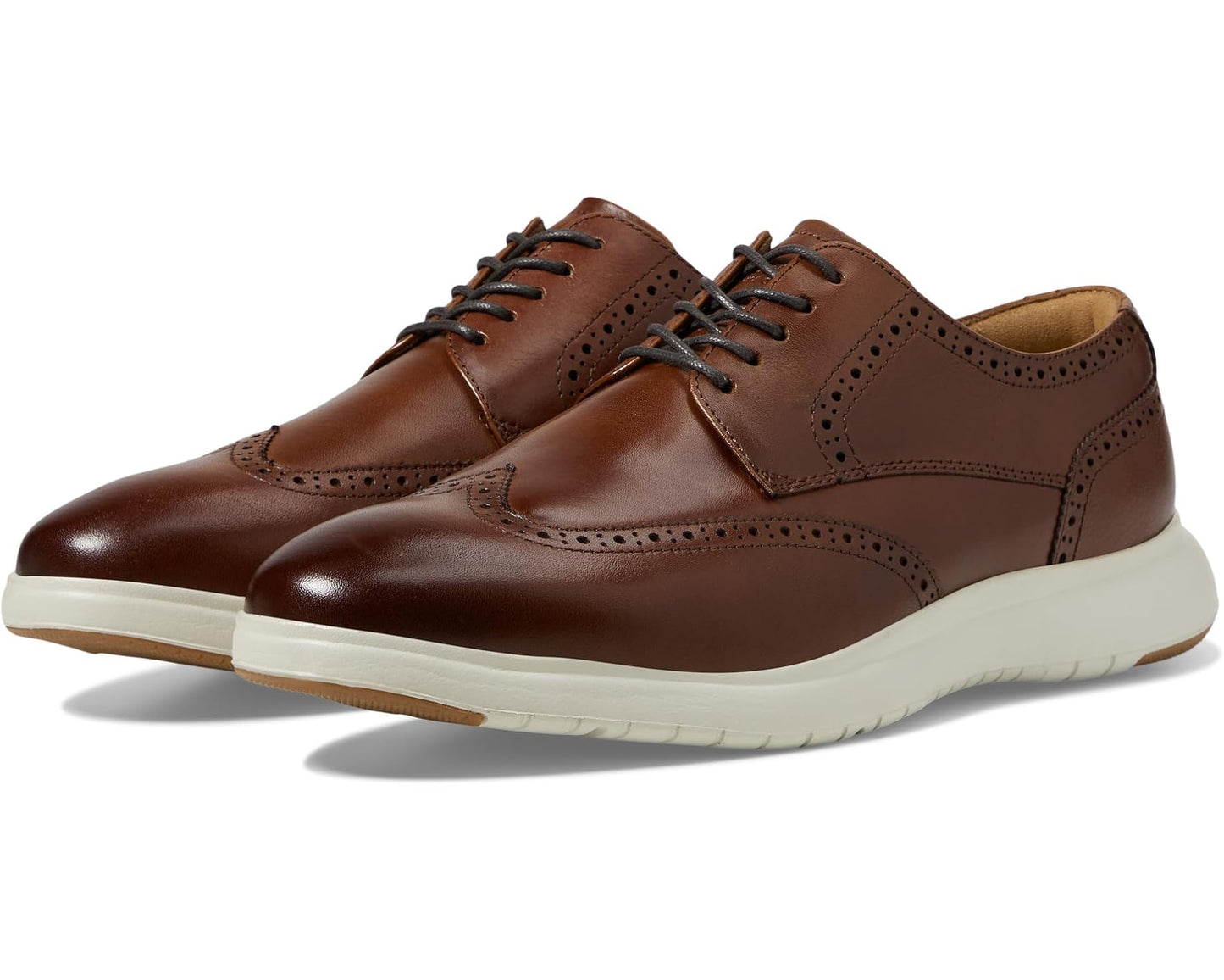 Men's Florsheim Dash Wing Tip Sneaker Sole Oxford Cognac Smooth Leather/White Sole
