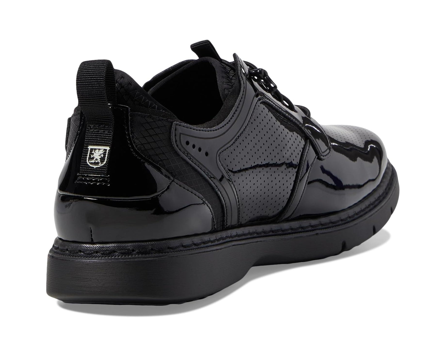 Men's Stacy Adams Spyre Plain Toe Elastic Lace Black Patent
