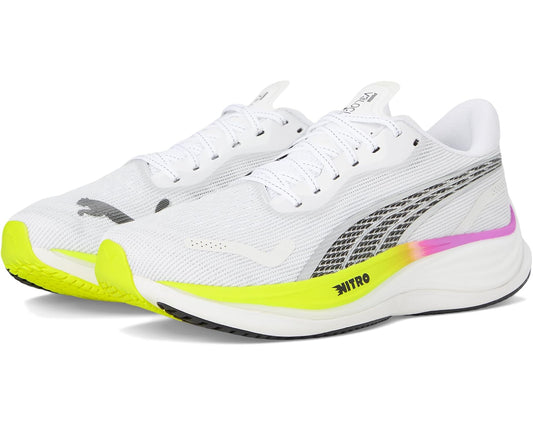Men's PUMA Velocity Nitro 3 Running Shoes Puma White/Pure Magenta/Yellow Alert