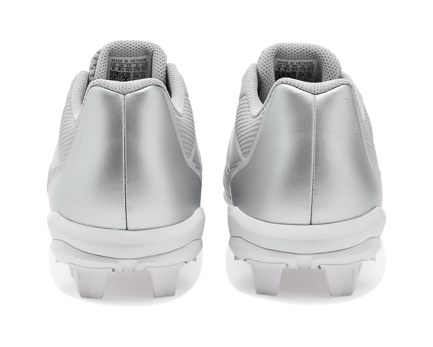 Men's adidas adiZero Impact 2.0 Molded Baseball Cleats Team Light Grey/Silver Metallic/White