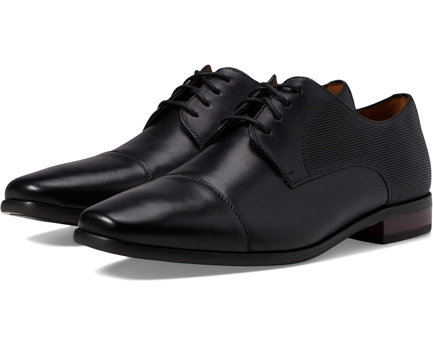 Men's Florsheim Postino Cap Toe Oxford Black Smooth/Perf