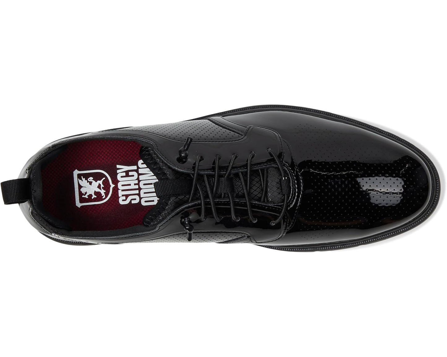 Men's Stacy Adams Spyre Plain Toe Elastic Lace Black Patent