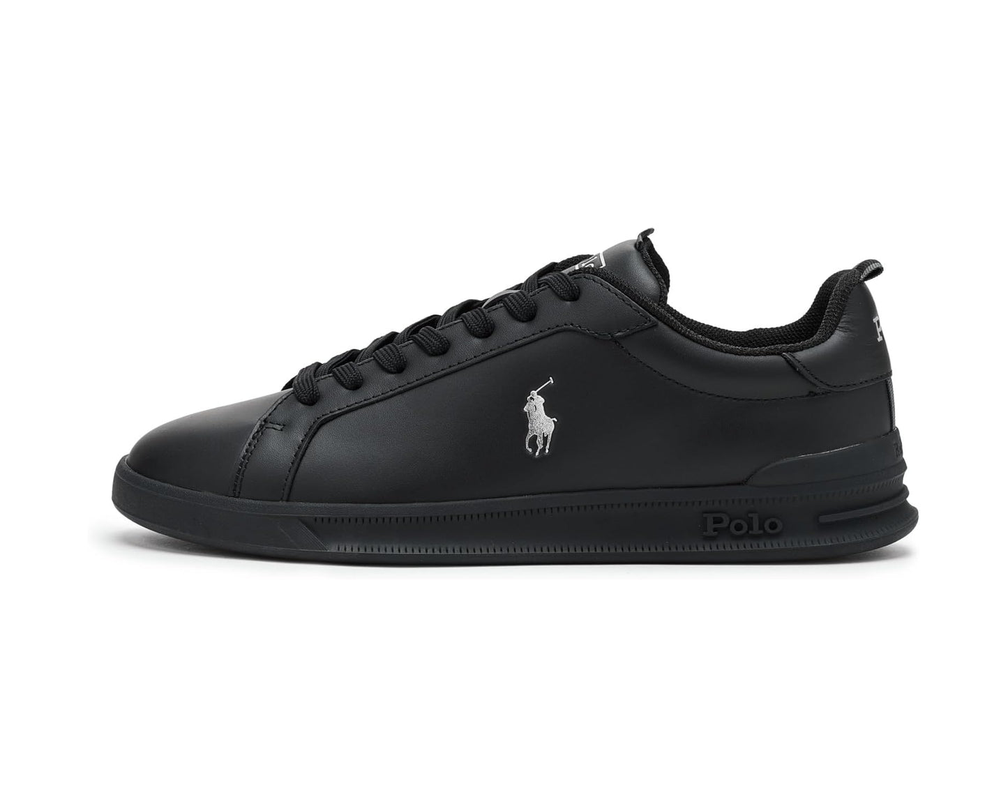 Men's Polo Ralph Lauren Heritage Court II Leather Sneaker Black/Silver