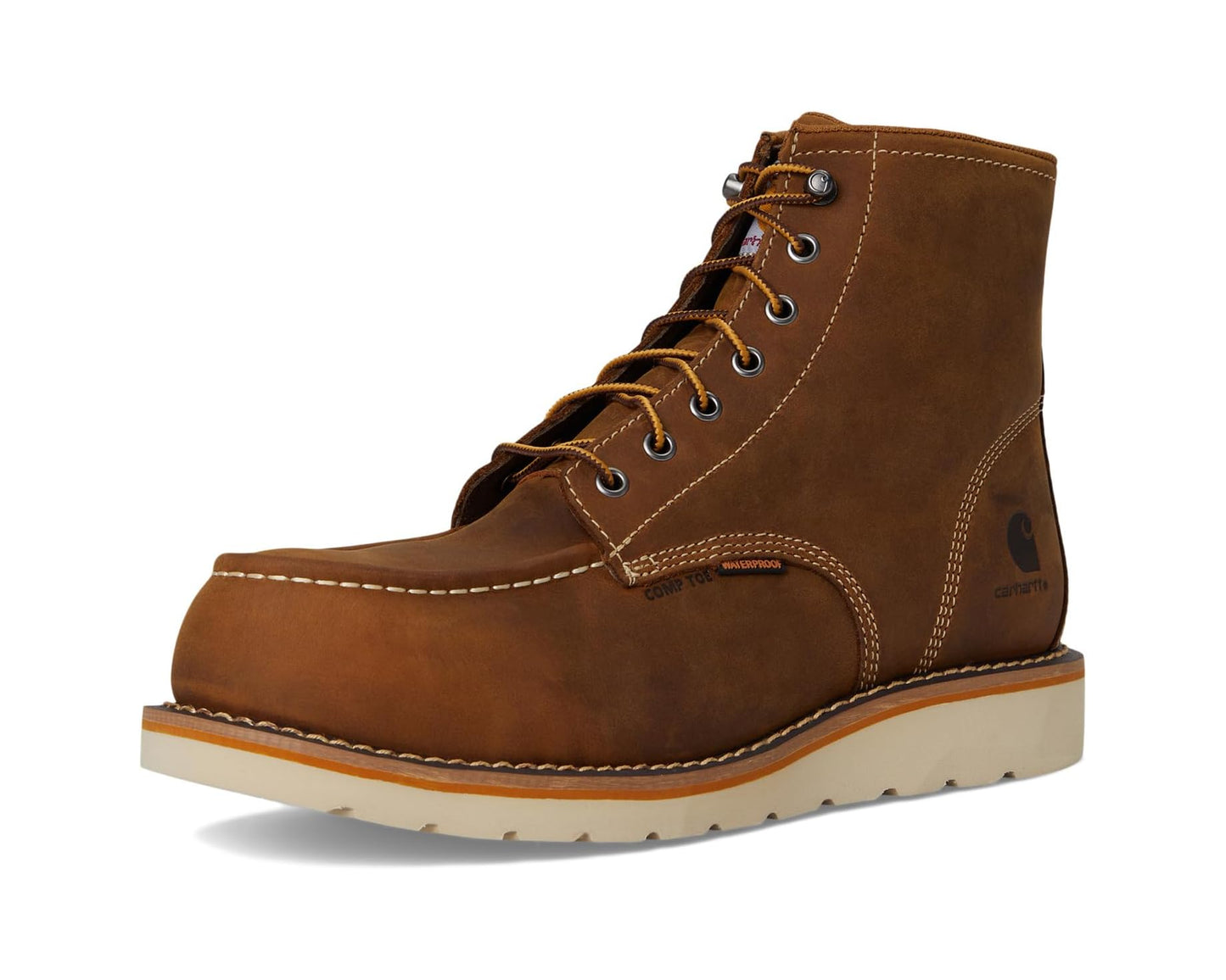 Men's Carhartt 6 Waterproof Moc Nano Toe Wedge Work Boots Light Brown