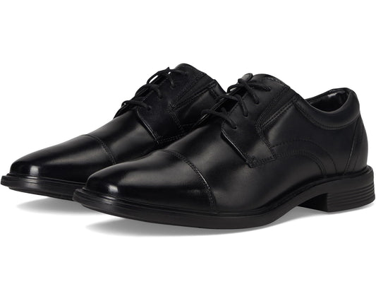 Men's Nunn Bush Stark Cap Toe Oxford Leather Business Formal Derby Dress Casual Lace-Up Black