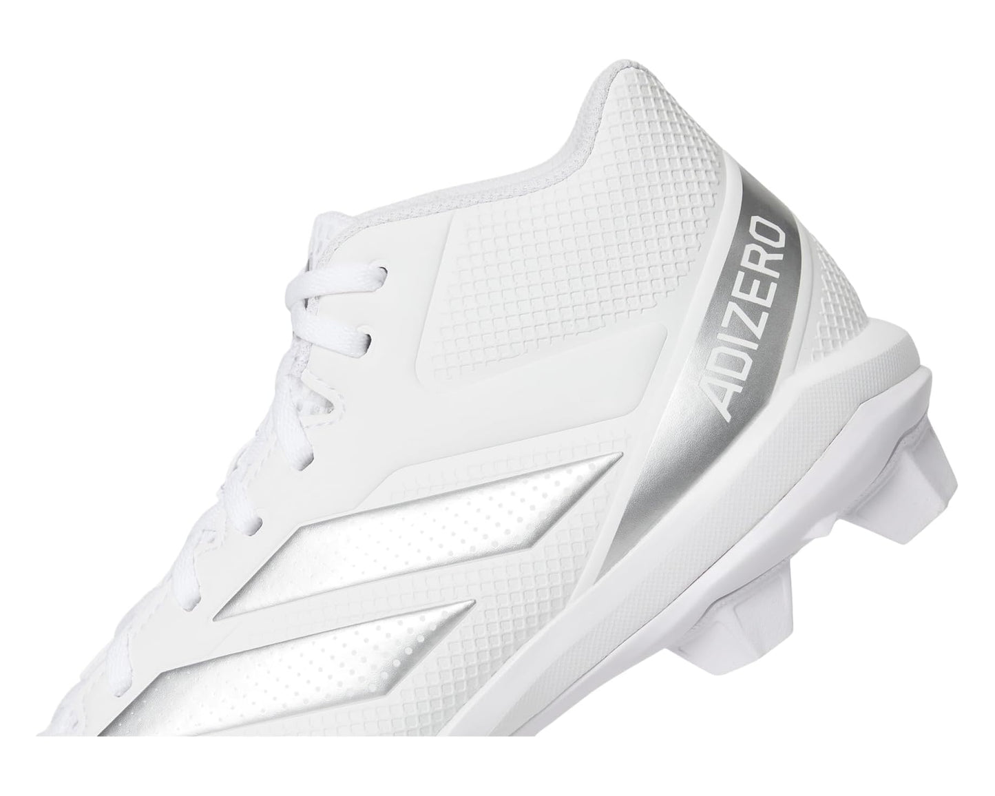 Men's adidas Adizero Impact.2 Molded Rubber Football Cleats White/Silver Metallic/White