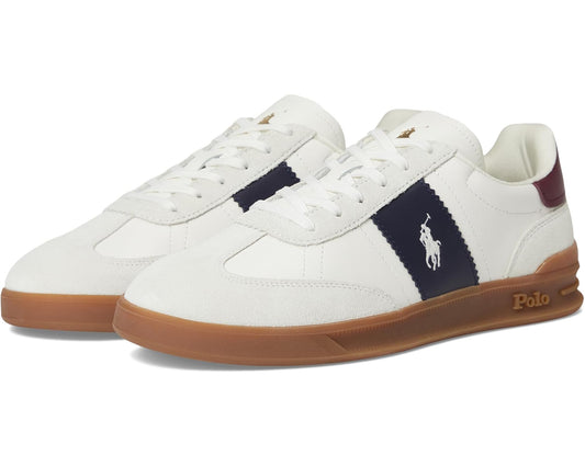 Men's Polo Ralph Lauren Heritage Aera Leather-Suede Sneakers Bianco/Navy/Wine 1