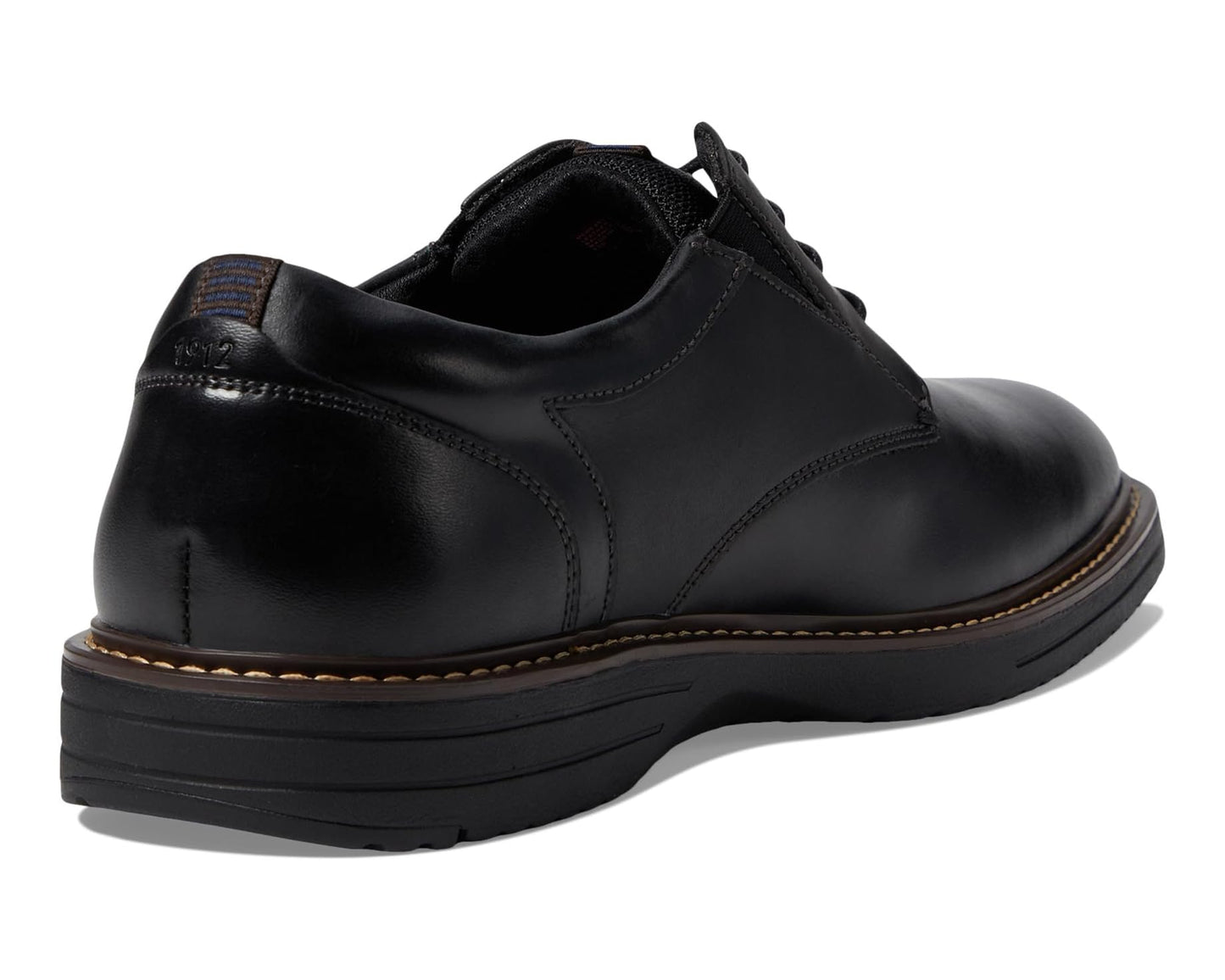 Men's Nunn Bush Griff Plain Toe Oxford Lightweight and Comfortable for All Occasions Leather Lace Up Black