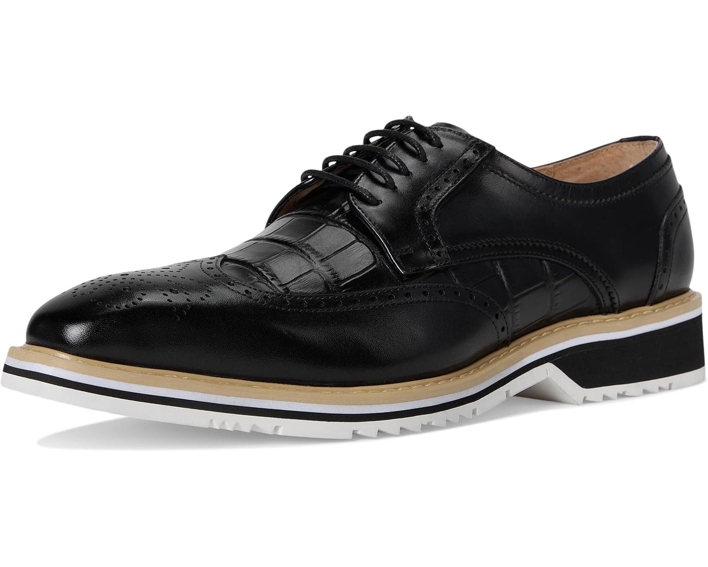Men's Stacy Adams Beaumont Wing Tip Lace-Up Black