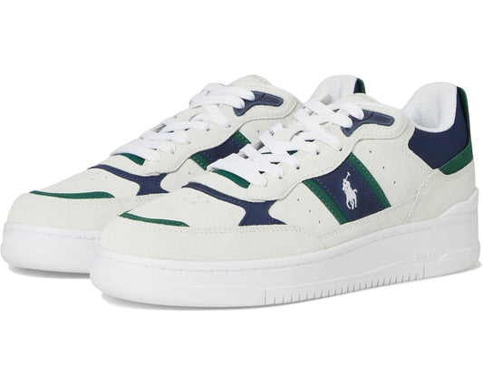 Men's Polo Ralph Lauren Masters Sport Leather-suede Sneaker Bianco/Navy/Green