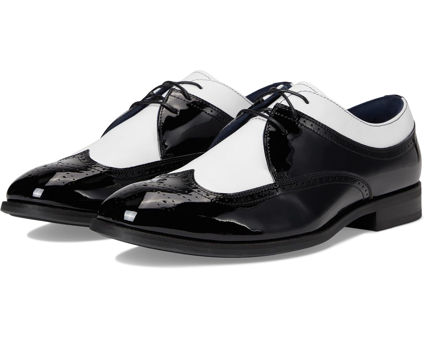 Men's Stacy Adams Dayton II Wing Tip Lace-Up Black and White