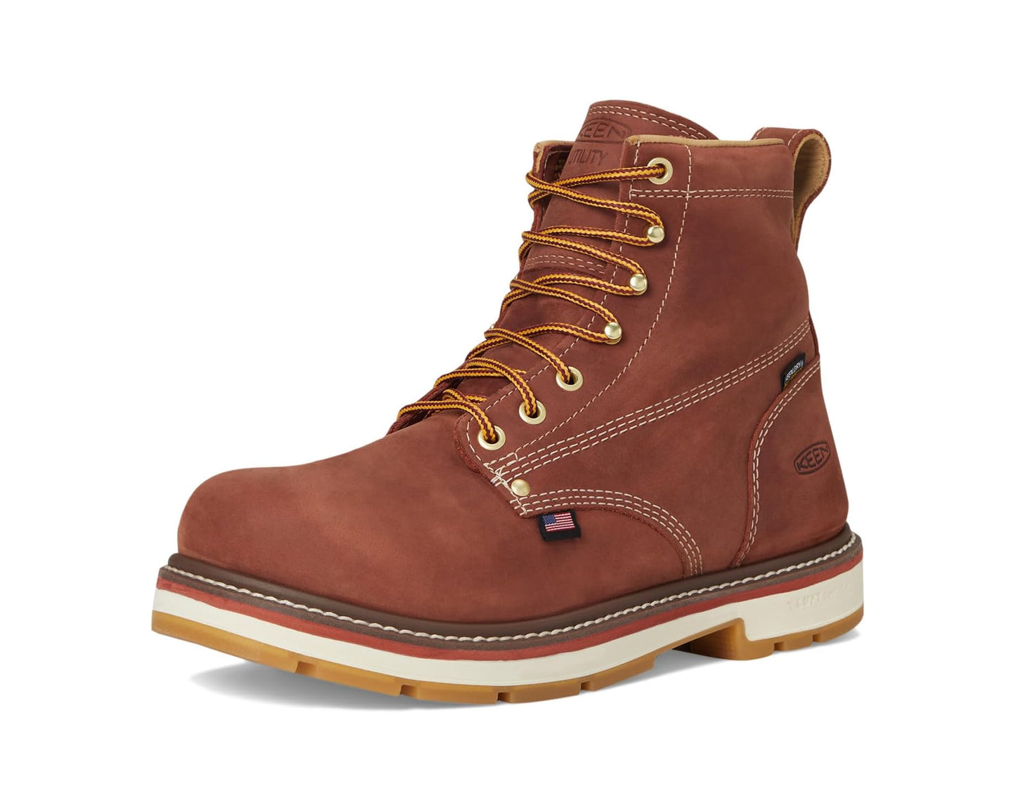 Men's KEEN Utility Liberty 6 Waterproof 90° Heel Boots (Soft Toe) Bombay Brown/Gum