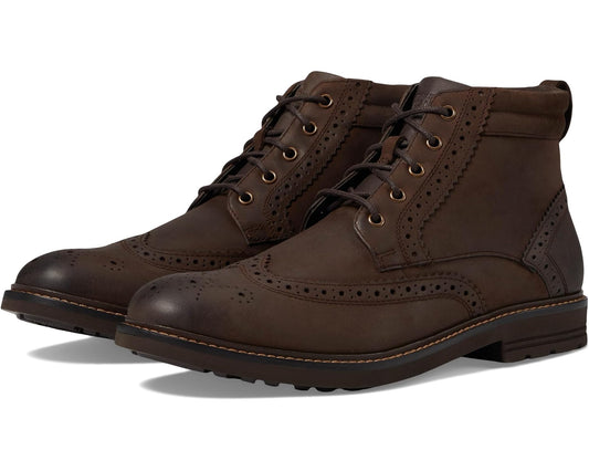 Men's Nunn Bush Odell 2.0 Wingtip Dress Casual Chukka Leather Boots Brown