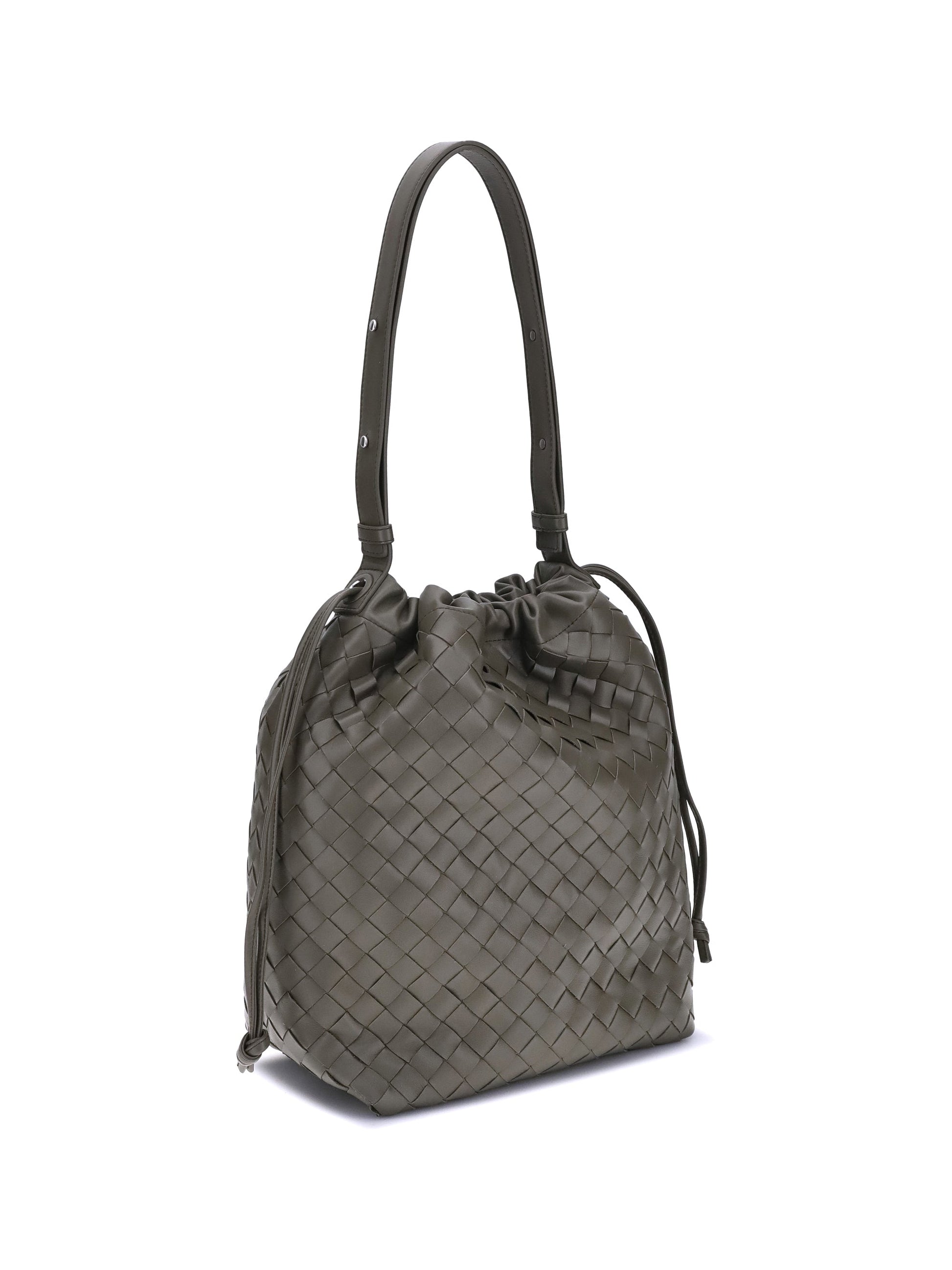 Bottega Veneta Men Woven Leather Bucket Bag