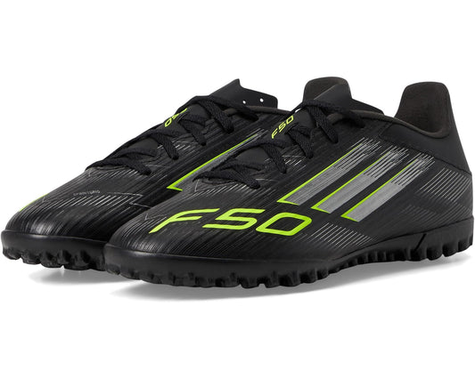 Unisex adidas F50 Club Turf Soccer Cleats Black/Iron Metallic/Lucid Lemon