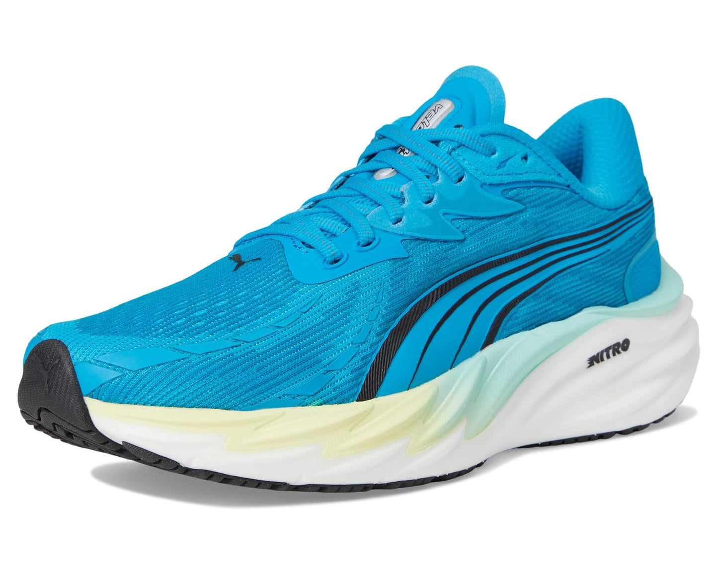 Men's PUMA Velocity Nitro Running Shoes Speed Blue/Gold Moon