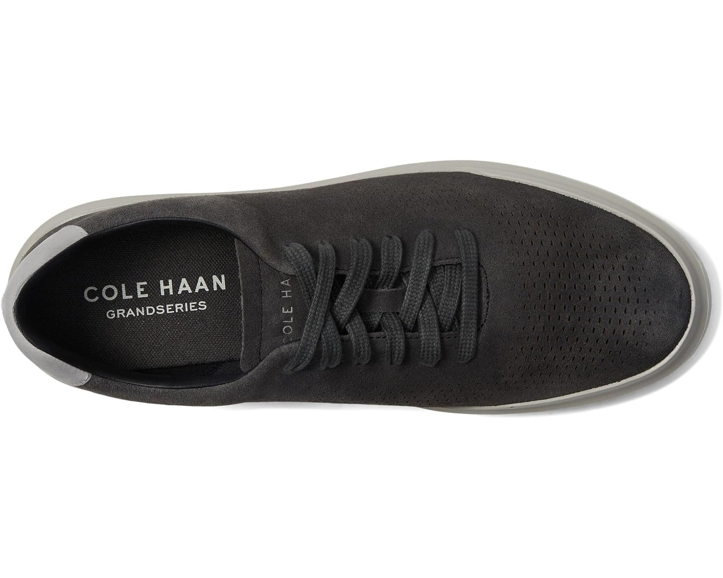 Men's Cole Haan Grandpro Laser Cut Sneakers Raven Suede/Paloma/Paloma
