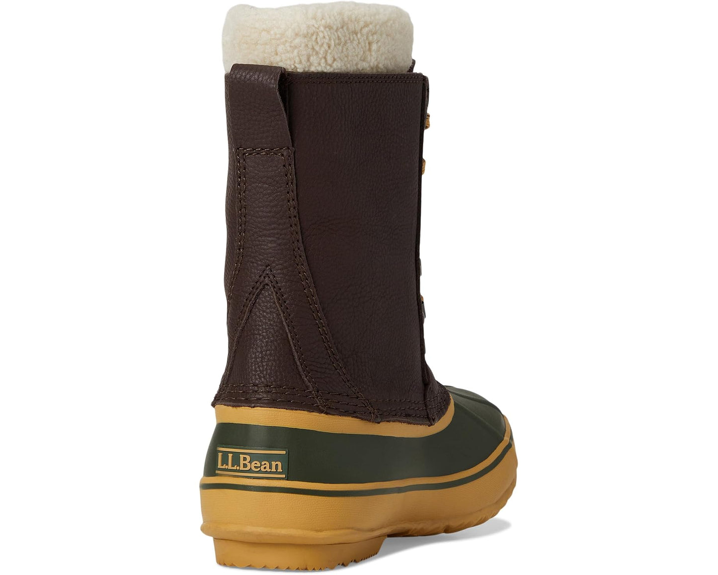 Men's L.L.Bean Snow Boots Tumbled Leather Lace Deepest Brown/Forest Shade