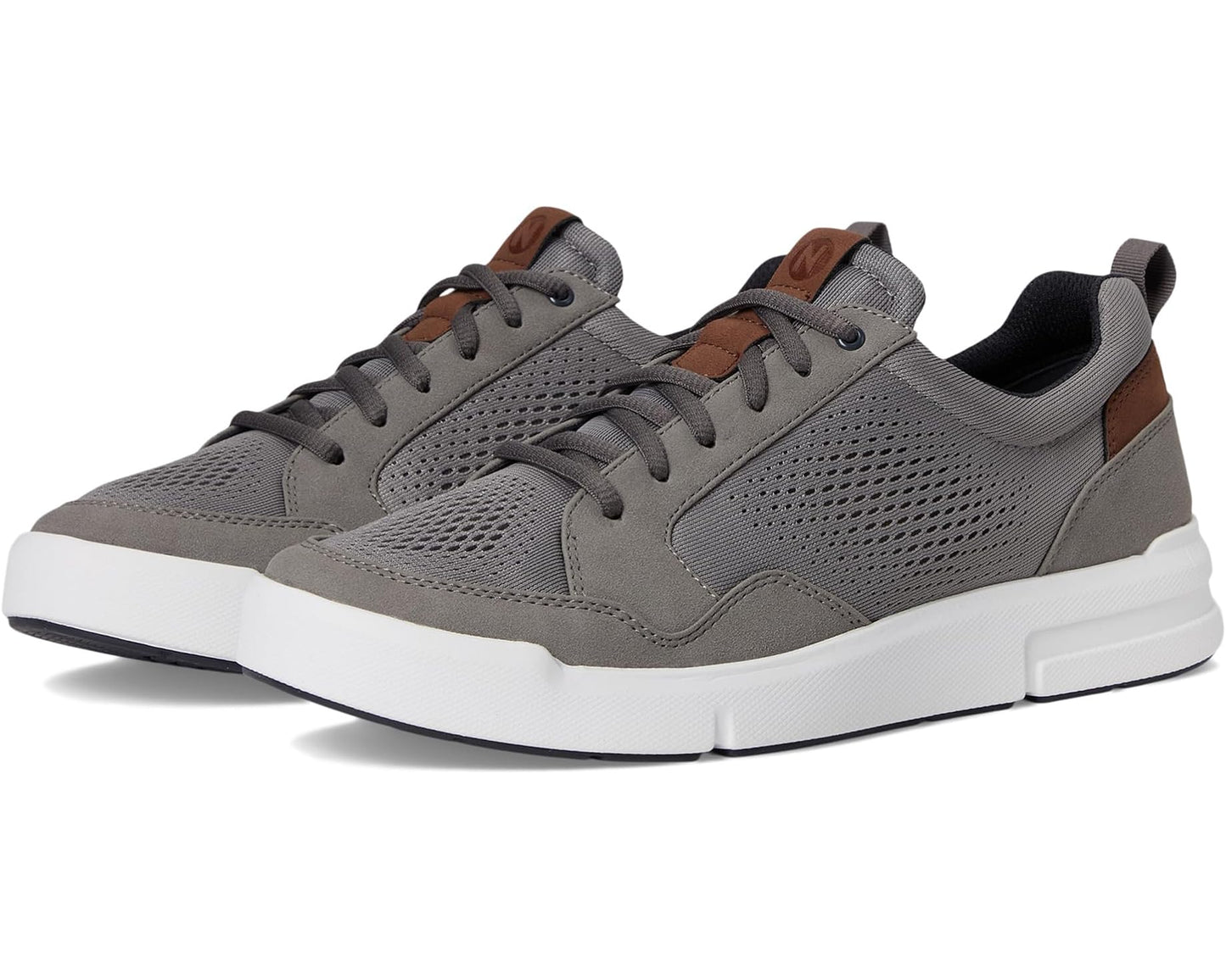 Men's Nunn Bush KORE City Rally Oxford Mesh Athletic Style Moccasin Toe U-Bal Lightweight Lace-Up Gray