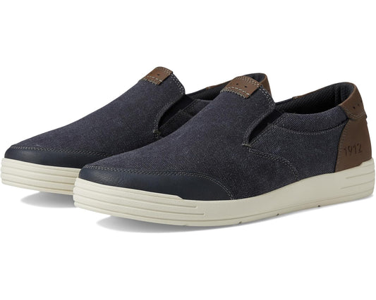 Men's Nunn Bush City Walk Canvas Moc Toe Slip-On Dark Blue