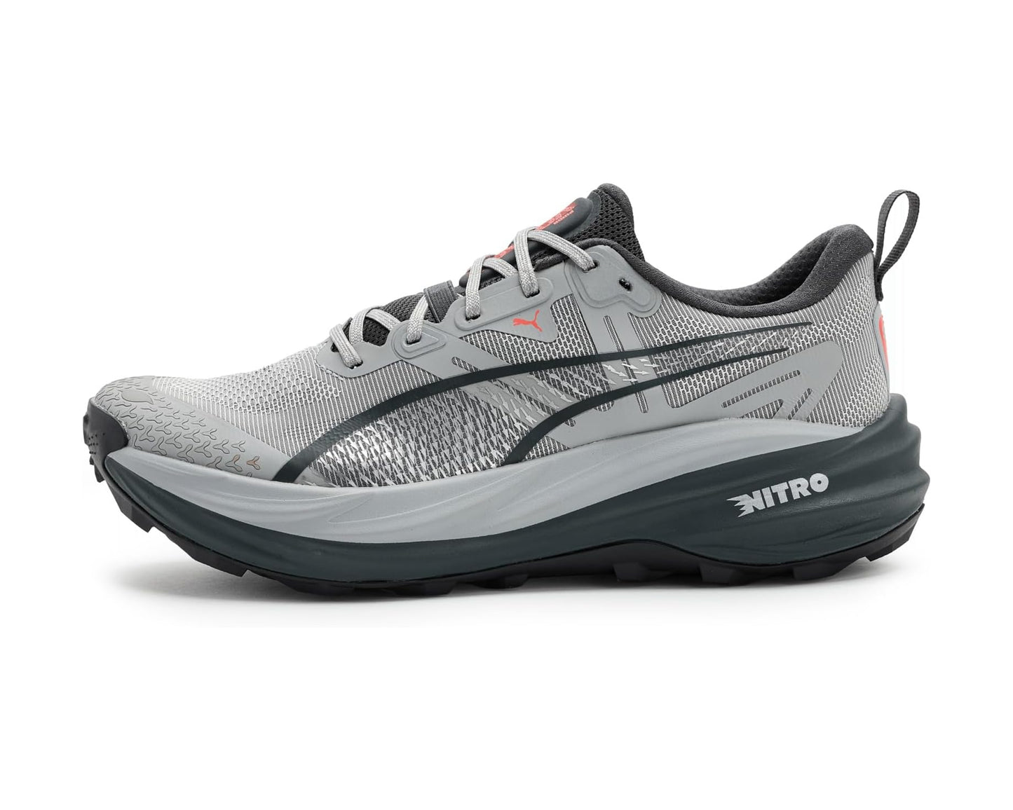 Men's PUMA Voyage Nitro 4 Trail Running Shoes Grey Echo/Red Glamour