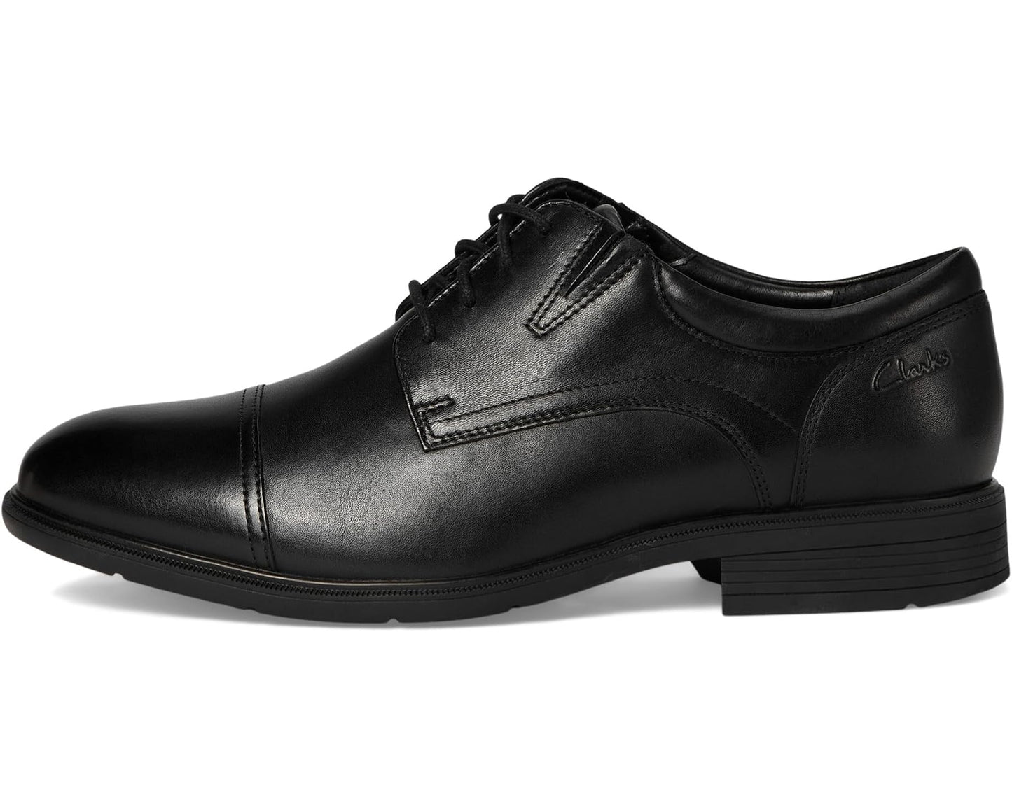 Men's Clarks Steadwell Cap Black Leather